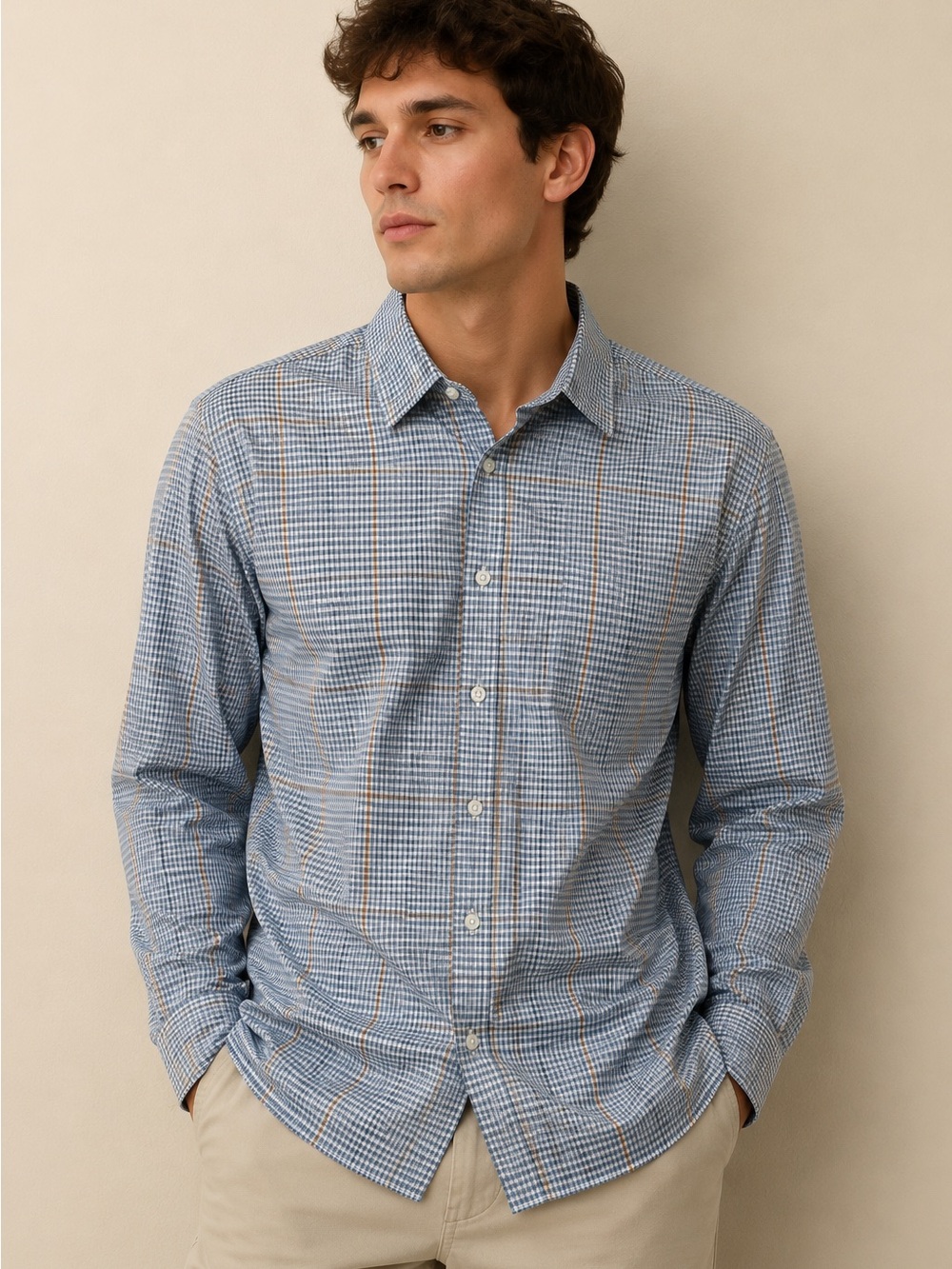 The Men's Store Bloomingdale's Plaid Button Up Dress Shirt‎ Men's Long Sleeve L